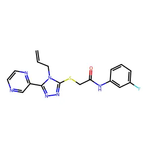 N-(3-fluorophenyl)-2-{[4-(prop-2-en-1-yl)-5-(pyrazin-2-yl)-4H-1,2,4-triazol-3-yl]sulfanyl}acetamide structure