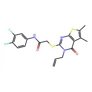 N-(3,4-difluorophenyl)-2-(5,6-dimethyl-4-oxo-3-prop-2-enyl(3-hydrothiopheno[2, 3-d]pyrimidin-2-ylthio))acetamide structure