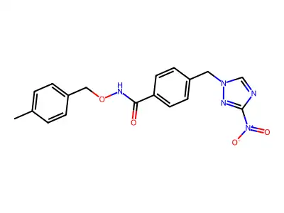 N-[(4-methylphenyl)methoxy]-4-[(3-nitro-1,2,4-triazol-1-yl)methyl]benzamide structure