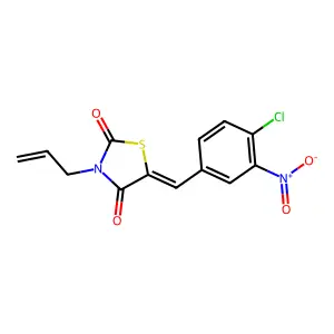 (5E)-5-(4-chloro-3-nitrobenzylidene)-3-(prop-2-en-1-yl)-1,3-thiazolidine-2,4-dione structure