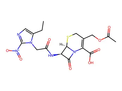 2-Thia-6-azabicyclo(4.2.0)oct-4-ene-5-carboxylic acid, 8-((5-ethyl-2-nitro-1-imidazolyl)acetamido)-4-hydroxymethyl-7-oxo-, acetate structure
