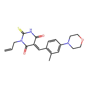 (5Z)-5-[(2-methyl-4-morpholin-4-ylphenyl)methylidene]-1-prop-2-enyl-2-sulfanylidene-1,3-diazinane-4,6-dione structure