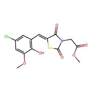methyl [(5E)-5-(5-chloro-2-hydroxy-3-methoxybenzylidene)-2,4-dioxo-1,3-thiazolidin-3-yl]acetate structure
