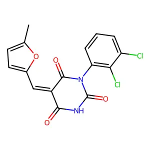 (5E)-1-(2,3-dichlorophenyl)-5-[(5-methylfuran-2-yl)methylidene]-1,3-diazinane-2,4,6-trione structure