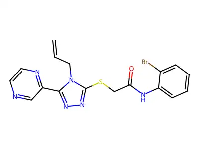 N-(2-bromophenyl)-2-{[4-(prop-2-en-1-yl)-5-(pyrazin-2-yl)-4H-1,2,4-triazol-3-yl]sulfanyl}acetamide structure