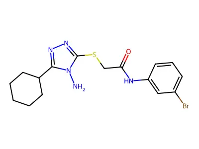 2-[(4-amino-5-cyclohexyl-4H-1,2,4-triazol-3-yl)sulfanyl]-N-(3-bromophenyl)acetamide structure