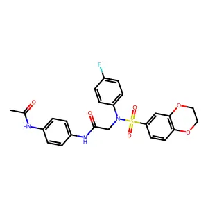 N-(4-acetamidophenyl)-2-[N-(2,3-dihydro-1,4-benzodioxin-6-ylsulfonyl)-4-fluoroanilino]acetamide structure