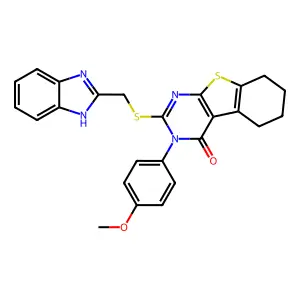 2-(1H-benzimidazol-2-ylmethylsulfanyl)-3-(4-methoxyphenyl)-5,6,7,8-tetrahydro-[1]benzothiolo[2,3-d]pyrimidin-4-one structure