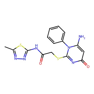 2-(6-amino-4-oxo-1-phenylpyrimidin-2-yl)sulfanyl-N-(5-methyl-1,3,4-thiadiazol-2-yl)acetamide structure