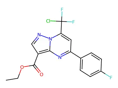 ethyl 7-[chloro(difluoro)methyl]-5-(4-fluorophenyl)pyrazolo[1,5-a]pyrimidine-3-carboxylate structure