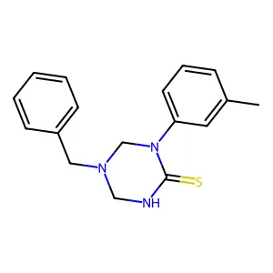 5-Benzyl-1-(3-methylphenyl)-1,3,5-triazinane-2-thione structure