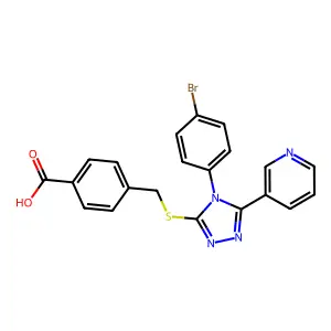 4-(((4-(4-BR-PH)-5-(3-Pyridinyl)-4H-1,2,4-triazol-3-YL)thio)methyl)benzoic acid structure