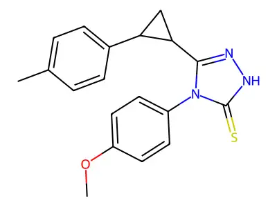 4-(4-methoxyphenyl)-3-[2-(4-methylphenyl)cyclopropyl]-1H-1,2,4-triazole-5-thione structure