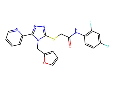 N-(2,4-difluorophenyl)-2-{[4-(furan-2-ylmethyl)-5-(pyridin-2-yl)-4H-1,2,4-triazol-3-yl]sulfanyl}acetamide structure