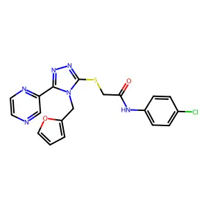 N-(4-chlorophenyl)-2-{[4-(furan-2-ylmethyl)-5-(pyrazin-2-yl)-4H-1,2,4-triazol-3-yl]sulfanyl}acetamide structure