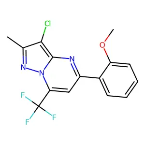 3-chloro-5-(2-methoxyphenyl)-2-methyl-7-(trifluoromethyl)pyrazolo[1,5-a]pyrimidine structure