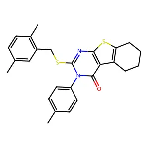 2-[(2,5-dimethylbenzyl)sulfanyl]-3-(4-methylphenyl)-5,6,7,8-tetrahydro[1]benzothieno[2,3-d]pyrimidin-4(3H)-one structure