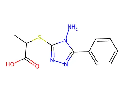 2-(4-Amino-5-phenyl-1,2,4-triazol-3-ylthio)propanoic acid structure