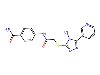 4-[2-(4-Amino-5-(3-pyridyl)-1,2,4-triazol-3-ylthio)acetylamino]benzamide structure