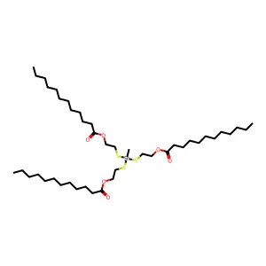 Dodecanoic acid, 1,1',1''-((methylstannylidyne)tris(thio-2,1-ethanediyl)) ester structure