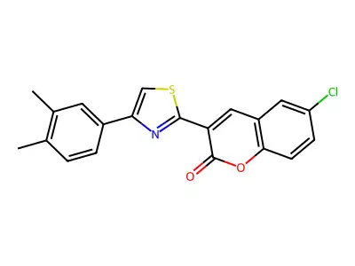 6-Chloro-3-[4-(3,4-dimethylphenyl)-1,3-thiazol-2-yl]chromen-2-one structure