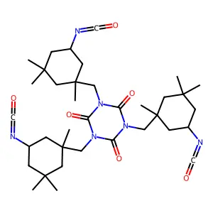 Tris((3-isocyanato-1,5,5-trimethylcyclohexyl)methyl)isocyanurate structure