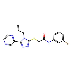 N-(3-bromophenyl)-2-{[4-(prop-2-en-1-yl)-5-(pyrazin-2-yl)-4H-1,2,4-triazol-3-yl]sulfanyl}acetamide structure