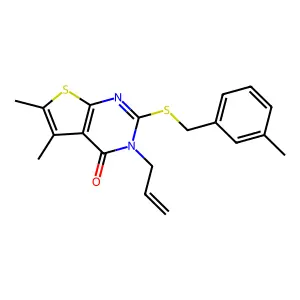 5,6-dimethyl-2-[(3-methylbenzyl)sulfanyl]-3-(prop-2-en-1-yl)thieno[2,3-d]pyrimidin-4(3H)-one structure