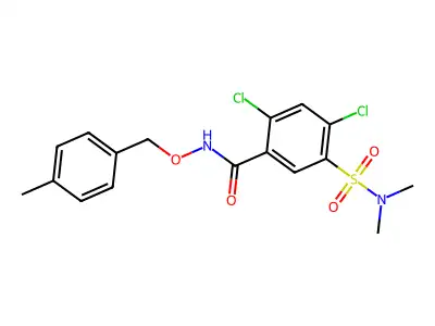 2,4-dichloro-5-(dimethylsulfamoyl)-N-[(4-methylphenyl)methoxy]benzamide structure