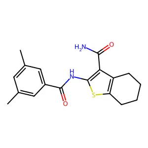 2-[(3,5-Dimethylbenzoyl)amino]-4,5,6,7-tetrahydro-1-benzothiophene-3-carboxamide structure