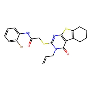 N-(2-bromophenyl)-2-{[4-oxo-3-(prop-2-en-1-yl)-3,4,5,6,7,8-hexahydro[1]benzothieno[2,3-d]pyrimidin-2-yl]sulfanyl}acetamide structure