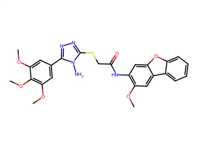 2-[4-amino-5-(3,4,5-trimethoxyphenyl)(1,2,4-triazol-3-ylthio)]-N-(2-methoxyben zo[3,4-b]benzo[d]furan-3-yl)acetamide structure