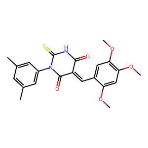 (5E)-1-(3,5-dimethylphenyl)-2-sulfanylidene-5-[(2,4,5-trimethoxyphenyl)methylidene]-1,3-diazinane-4,6-dione structure