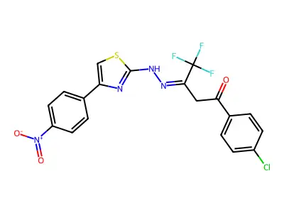 1,3-Butanedione, 1-(4-chlorophenyl)-4,4,4-trifluoro-, 3-[[4-(4-nitrophenyl)-2-thiazolyl]hydrazone] structure