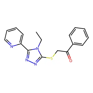 2-{[4-ethyl-5-(pyridin-2-yl)-4H-1,2,4-triazol-3-yl]sulfanyl}-1-phenylethanone structure