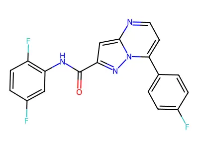 N-(2,5-difluorophenyl)-7-(4-fluorophenyl)pyrazolo[1,5-a]pyrimidine-2-carboxamide structure