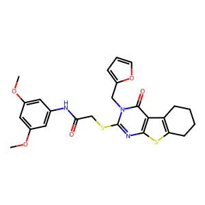 N-(3,5-dimethoxyphenyl)-2-((3-(furan-2-ylmethyl)-4-oxo-3,4,5,6,7,8-hexahydrobenzo[4,5]thieno[2,3-d]pyrimidin-2-yl)thio)acetamide structure