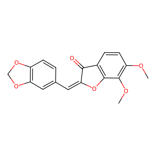 (2E)-2-(1,3-benzodioxol-5-ylmethylidene)-6,7-dimethoxy-1-benzofuran-3-one structure