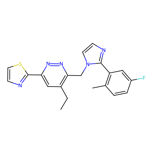 pyridazine,4-ethyl-3-[[2-(5-fluoro-2-methylphenyl)-1h-imidazol-1-yl]methyl]-6-(2-thiazolyl)- structure