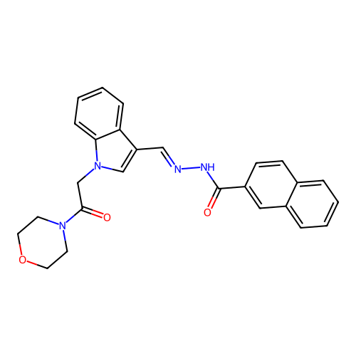 (E)-N'-((1-(2-morpholino-2-oxoethyl)-1H-indol-3-yl)methylene)-2-naphthohydrazide structure