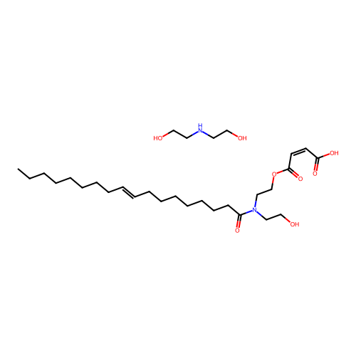 Bis(beta-hydroxyethyl)ammonium 2-(N-(beta-hydroxyethyl)oleoylamido)ethyl) maleate structure