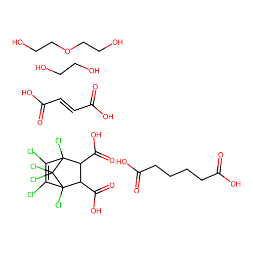 Adipic acid, chlorendic acid, fumaric acid, diethylene glycol, ethylene glycol polymer structure