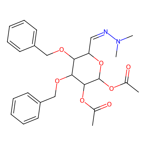 [2-acetyloxy-6-[(Z)-(dimethylhydrazinylidene)methyl]-4,5-bis(phenylmethoxy)oxan-3-yl] acetate structure