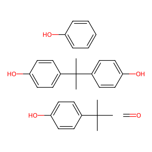 4-Tert-butylphenol;formaldehyde;4-[2-(4-hydroxyphenyl)propan-2-yl]phenol;phenol structure