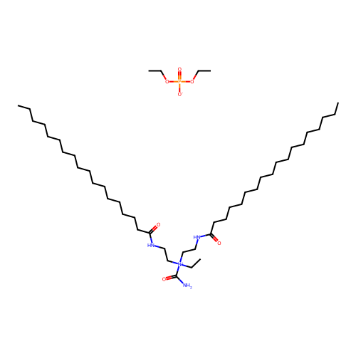 N-Ethyl-N-carbamoyl-N,N-di(stearamidoethyl)ammonium diethyl acid phosphate structure