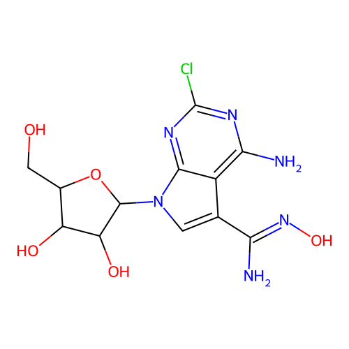 7H-Pyrrolo[2, 4-amino-2-chloro-N-hydroxy-7-beta-D-ribofuranosyl- structure