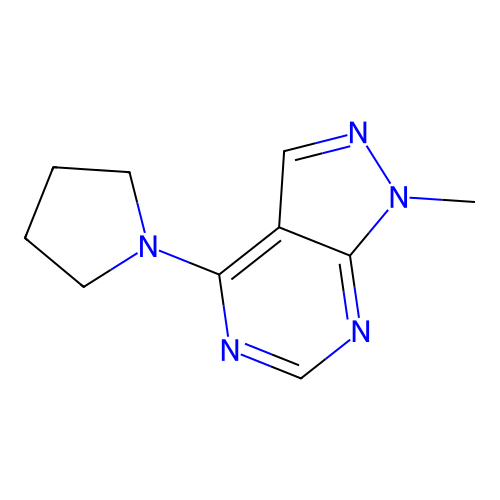1-methyl-4-(pyrrolidin-1-yl)-1H-pyrazolo[3,4-d]pyrimidine structure
