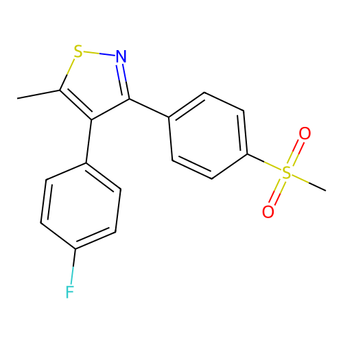 Isothiazole, 4-(4-fluorophenyl)-5-methyl-3-[4-(methylsulfonyl)phenyl]- structure