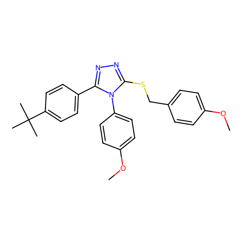 3-(4-(tert-butyl)phenyl)-5-((4-methoxybenzyl)thio)-4-(4-methoxyphenyl)-4H-1,2,4-triazole structure