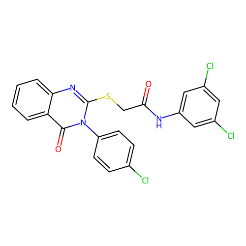 2-((3-(4-chlorophenyl)-4-oxo-3,4-dihydroquinazolin-2-yl)thio)-N-(3,5-dichlorophenyl)acetamide structure